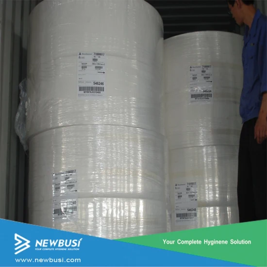 Treated Fluff Pulp Raw Material for Core Absorbent Sanitary Napkin