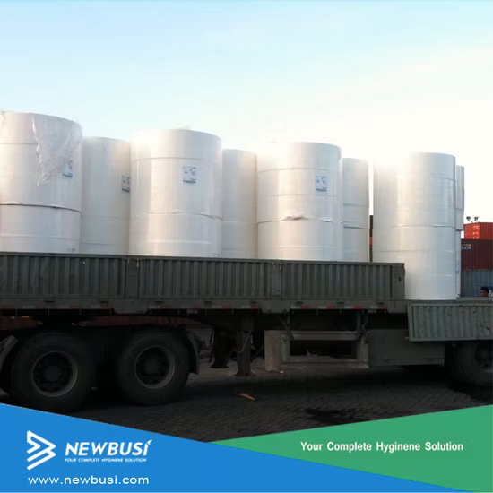 Treated Fluff Pulp Raw Material for Core Absorbent Sanitary Napkin